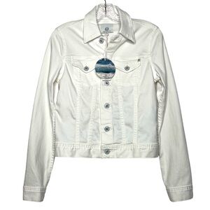 NWT AG Adriano Goldschmied White Classic Slim Stretch Denim Jean Jacket Size S